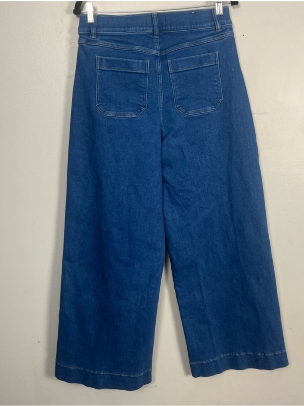 SPANXSHAPE® EVERYWEAR CROPPED WASHED BLUE WIDE LEG JEANS size large - Picture 7 of 10